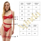 Barbie Red Çiçek Brode Kapsız Balenli Sütyen Kemerli Bacak Bantı Aksesuarlı Kırmızı İç Çamaşırı Takımı