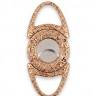 Rose Gold Vintage İşlemeli Puro Kesici - Çift Paslanmaz Çelik Bıçak - Lüks Tasarım, Keskin ve Hassas Kesim, Bakır Renkli Puro Aksesuarı