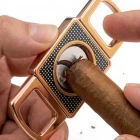 Lüks Rose Gold Puro Kesici - Çift Bıçaklı Paslanmaz Çelik Puro Makası - Damalı Desenli Modern Tasarım Hediyelik Aksesuar