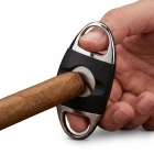 Lüks Çift Bıçaklı Paslanmaz Çelik Puro Kesici - Siyah ve Gümüş Metalik Renk Ergonomik Puro Makası - Hassas ve Keskin Puro Aksesuarı