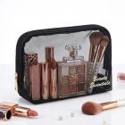 Beauty Essentials Şeffaf File Makyaj Çantası - Siyah Transparan Kozmetik Düzenleyici ve Seyahat Tipi Makyaj Organizeri