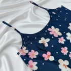 Çiçek Desenli Mavi Askılı Gecelik