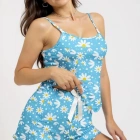 Papatya Baskılı Mavi Askılı Şortlu Pijama Takımı