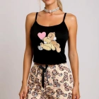 Renkli Ayıcık Desenli Askılı Şortlu Kadın Pijama Takımı