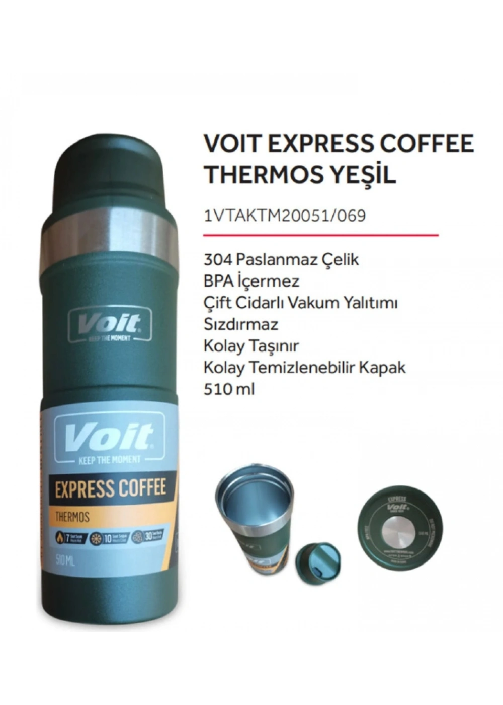 STK-1544 VOIT EXPRESS COFFEE THERMOS/YEŞİL/510ML