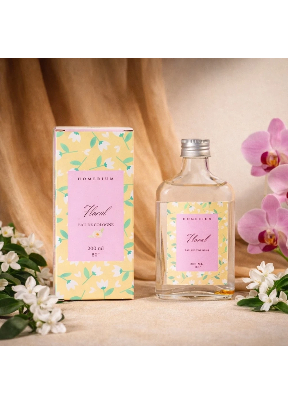 Floral Parfümlü Kolonya Orkide ve Yasemin 200 ml Cam Şişe