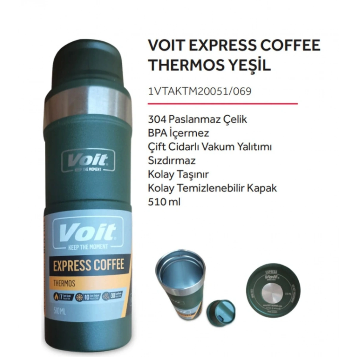 STK-1544 VOIT EXPRESS COFFEE THERMOS/YEŞİL/510ML