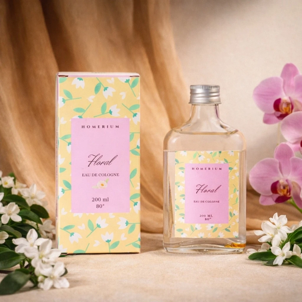 Floral Parfümlü Kolonya Orkide ve Yasemin 200 ml Cam Şişe