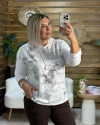 İtalyan Tasarım Kapüşonlu Yazı Detaylı Eskitme Sweatshirt Beyaz