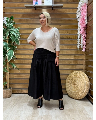 Paprica Tasarım Tafta Detaylı Etek Siyah