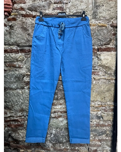 İtalyan Sihirli Likralı Pantolon Mavi