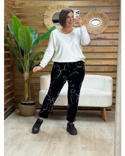 İtalyan Tasarım Beli Lastikli Kemerli Kadife Pantolon Siyah