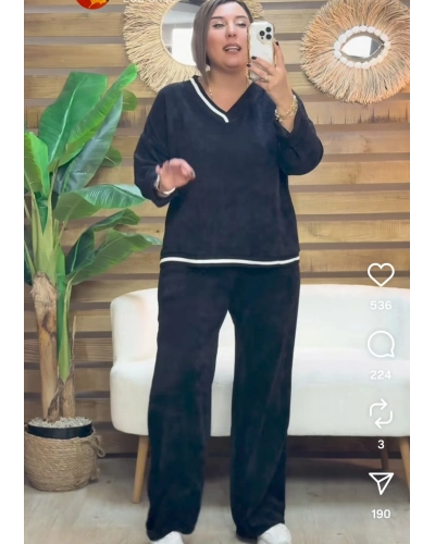 İtalyan tasarım kadife takım siyah