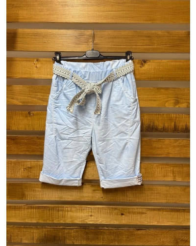 İtalyan Tasarım Kemerli Şort Açık Mavi