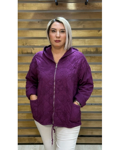 İtalyan Tasarım Nakış İşleme Ceket Mor