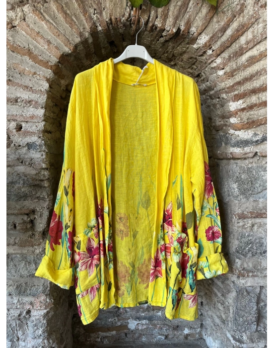 İtalyan Tasarım Desenli Uzun Hırka