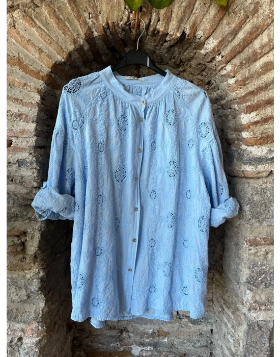 İtalyan Tasarım Fisto İşlemeli Uzun Kol Gömlek