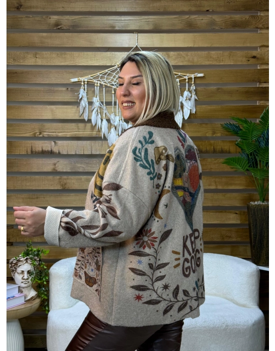 İtalyan Tasarım Keçe Blazer Ceket Kalp Detaylı