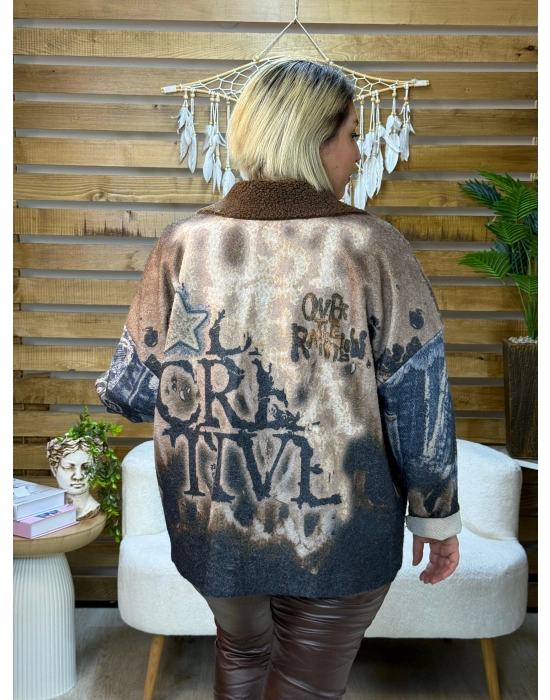 İtalyan Tasarım Keçe Blazer Ceket Yıldız Detaylı