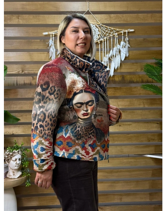 İtalyan Tasarım Frida Dijital Baskı Ceket