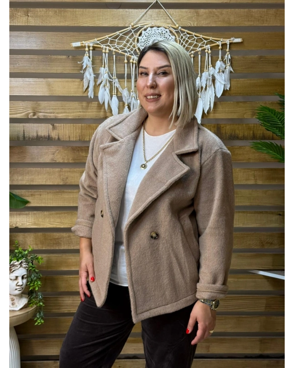 İtalyan Tasarım Keçe Ceket Vizon