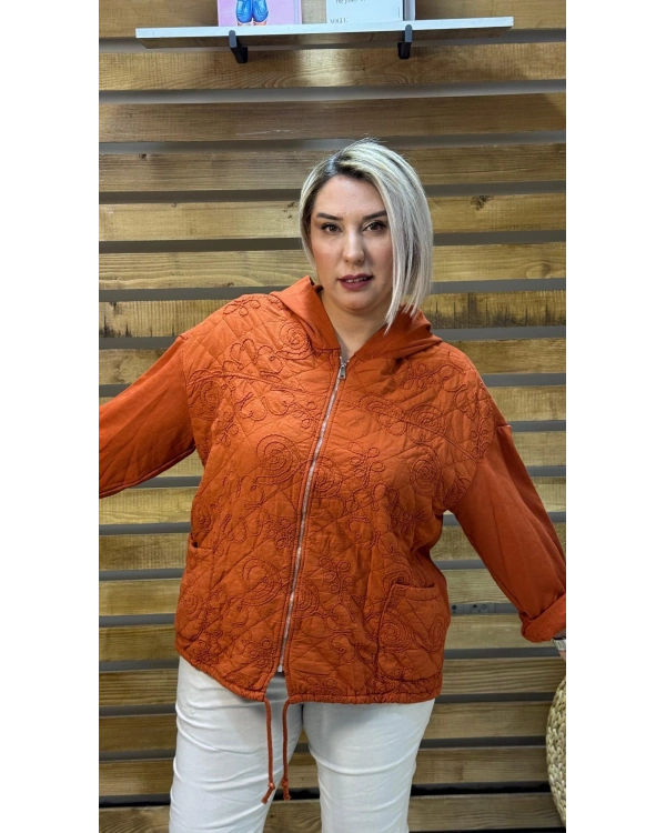 İtalyan Tasarım Nakış İşleme Ceket Oranj