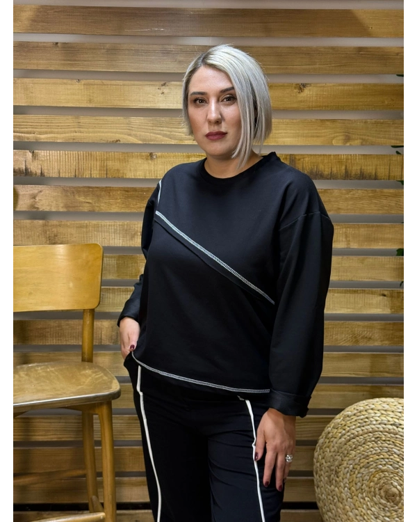 Tasarım Eşofman Takımı Alt ve Üst Siyah