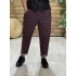 İtalyan Leopar Desen Kemerli Pantolon Bordo