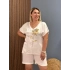 İtalyan La Vie en Rose Taş Baskılı Bluz Beyaz