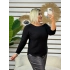 İtalyan Tasarım Angora Kayık Yaka Bluz Siyah