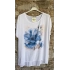 İtalyan Tasarım Baskılı T-Shirt Mavi Çiçek