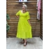 İtalyan Tasarım Fisto İşlemeli Elbise Fıstık Yeşili