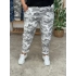 İtalyan Tasarım Kamuflaj Desen Boyfriend Model Pantolon Beyaz