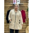 İtalyan Tasarım Kapüşonlu Oversize Kadife Ceket Krem