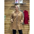 İtalyan Tasarım Kapüşonlu Oversize Kadife Ceket Camel