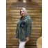 İtalyan Tasarım Rafya Desen Fermuarlı Yün Keçe Ceket Haki