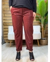 İtalyan Tasarım Leopar Desen Özel Kaplama Likralı 3D Pantolon Bordo