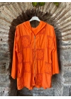 İtalyan Tasarım Dantel Detaylı Ceket Oranj