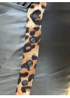 İtalyan Tasarım Deri Leopar Detaylı Likralı Pantolon Siyah