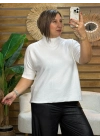 İtalyan Tasarım Dik Balıkçı Yaka Kazak Beyaz