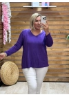 İtalyan Tasarım Fitilli V Yaka Bluz Mor