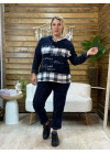 İtalyan Tasarım Kareli Kadife Takım Lacivert