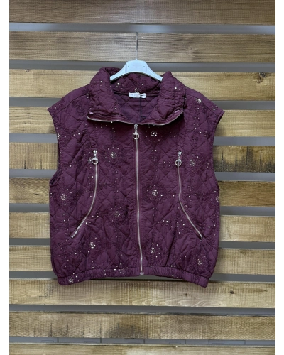 İtalyan Tasarım Asimetrik Fermuar Detaylı Yelek Bordo