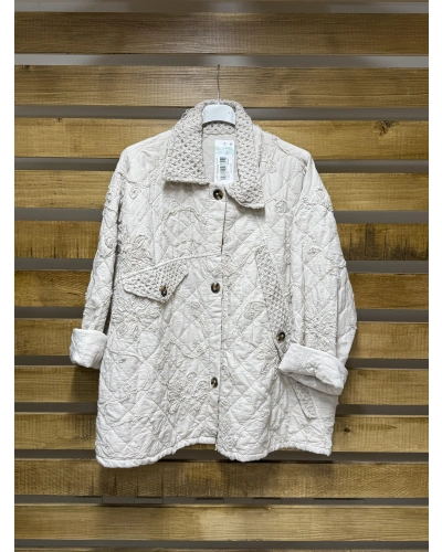 İtalyan Tasarım Kapitone Kabartma Detaylı Ceket Krem