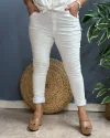 İtalyan Sihirli Likralı Pantolon Beyaz