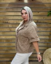 İtalyan Tasarım Düz Desen Keçe Ceket Vizon