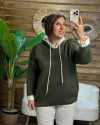 İtalyan Tasarım Kapşonlu Yazı Kabartma Örme Sweatshirt Haki
