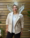 İtalyan Tasarım Keçe Ceket Krem