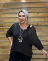 İtalyan Tasarım Merserize V Yaka Bluz Acı Kahve