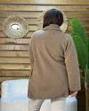 Tasarım Özel Yaka Kuzu Ceket Süt Kahve